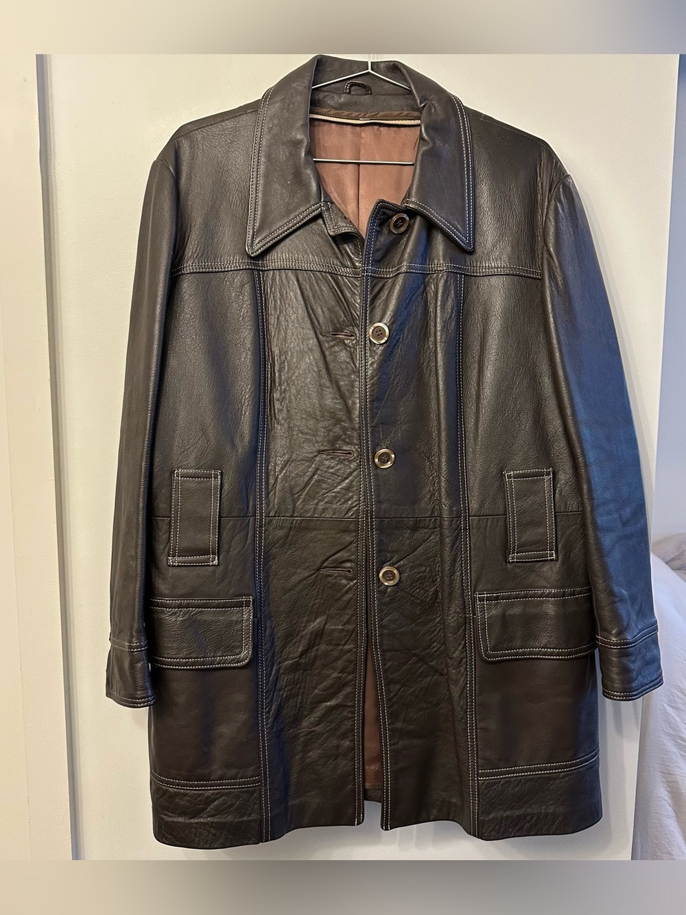 Vintage New England Sportswear Company Chocolate Brown Leather Coat